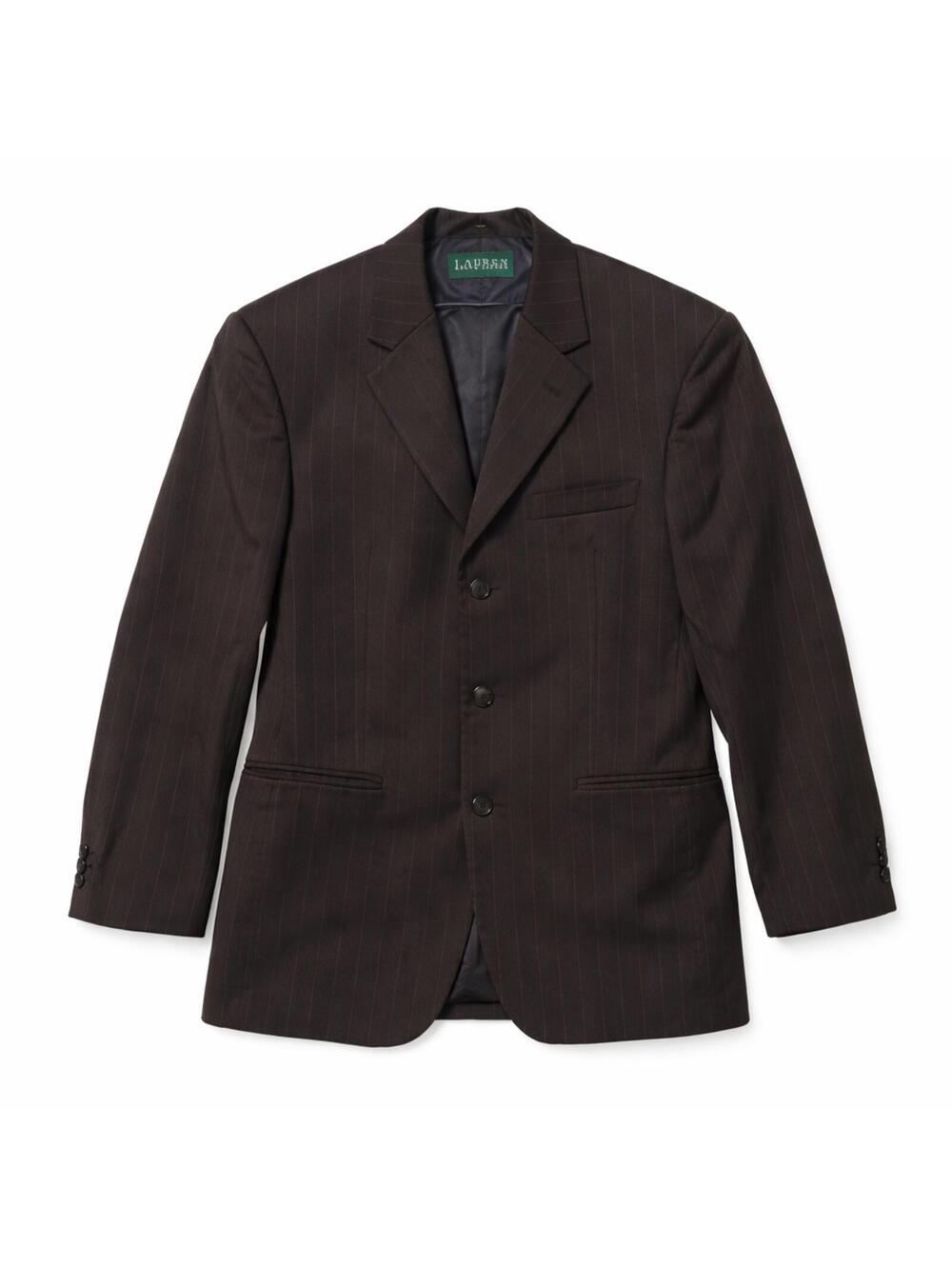 Lauren Ralph Lauren Pinstripe Blazer 38R Black Wool - Picture 2 of 8